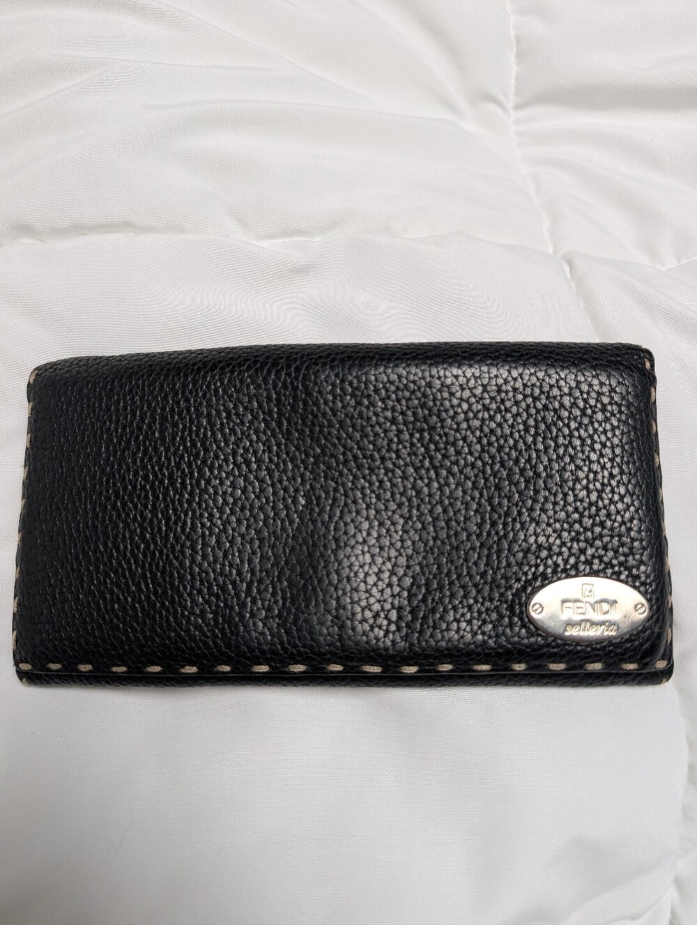FENDI VINTAGE SELLERIA CONTINENTAL BLACK LEATHER WALLET